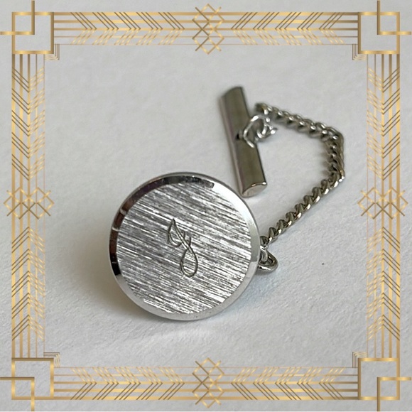 💕Beautiful Vintage Silver Tie Tack J Monogram💕 - Picture 4 of 4